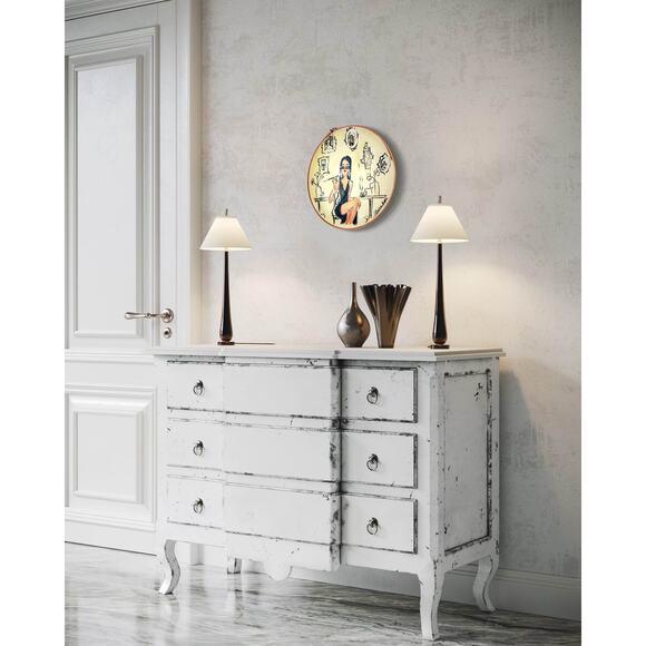 Hand-Painted Circular Canvas - Elegant Lady at Vanity - Picture 2 of 2